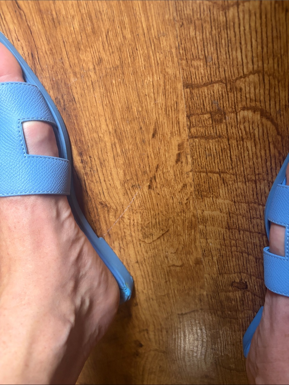 Hermes Blue Oran Slide Sandals - Picture 12 of 12